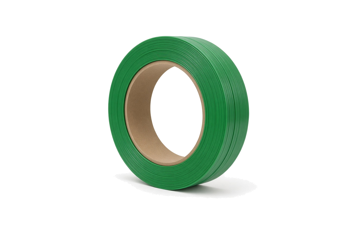 5/8" × 4000' Green Polyester Strapping (.034", smooth wax)