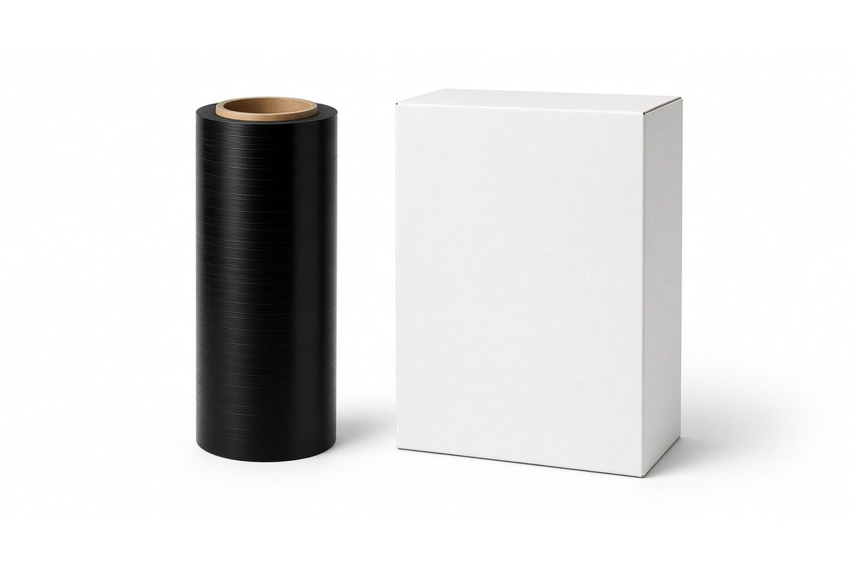 18" × 1000' × 85 ga Black Stretch Wrap (Case of 4)